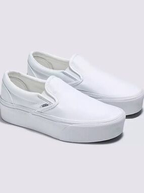 Vans White Slip-On Platform Sneakers